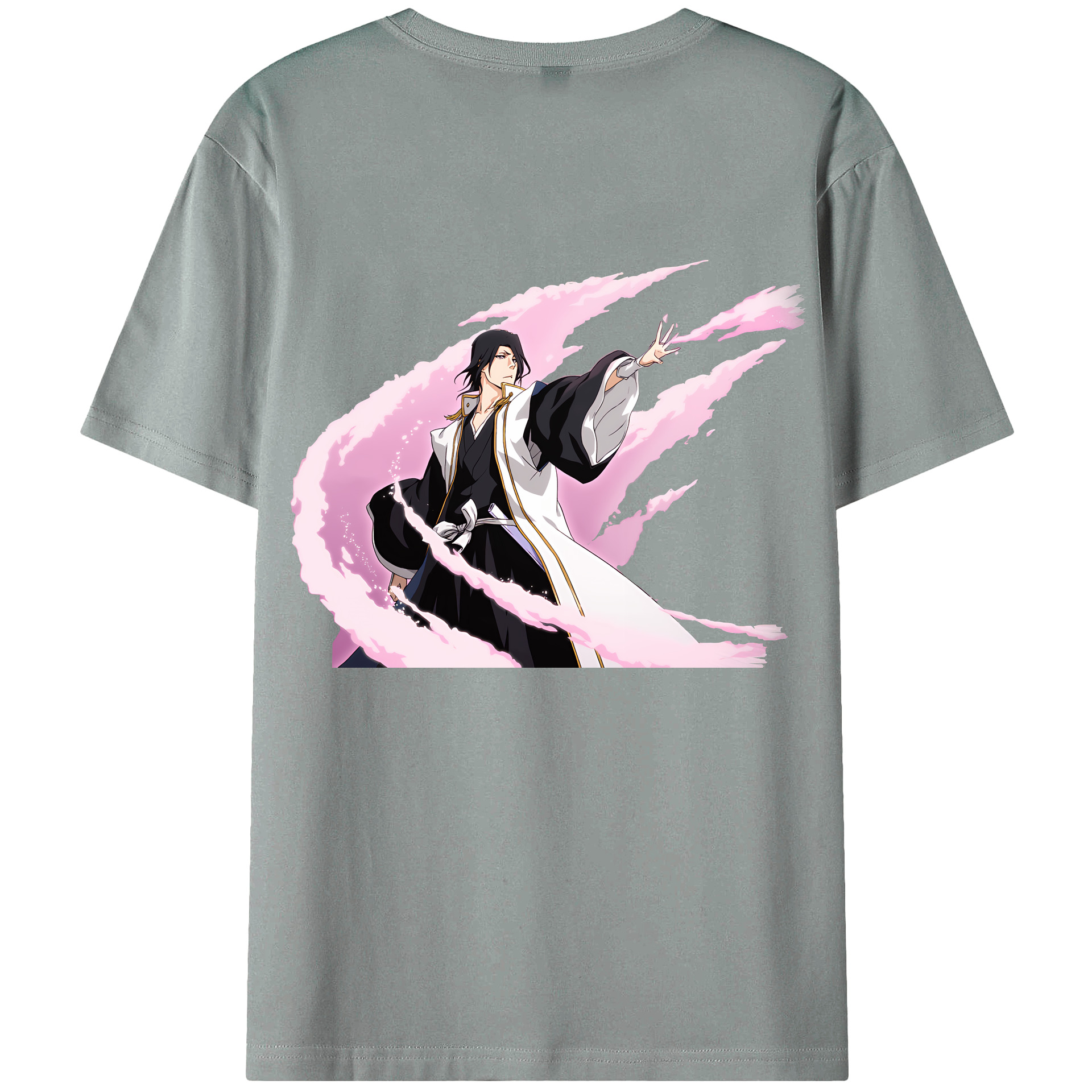 （画像用） ブリーチ くちき びゃくや BLEACH Kuchiki Byakuya 綿100％ メンズ半袖Tシャツ（バックプリント） 通気性